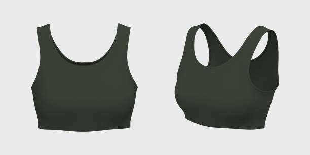 istock Women's sports bra mockup in front and side views 1322444016