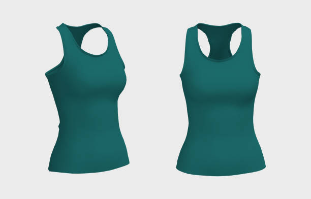 istock Blank women tank top mockup in front and side views 1322444053