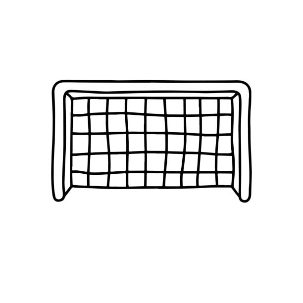 fußball, fußball-tor-ikone. - sports event goal soccer net stock-grafiken, -clipart, -cartoons und -symbole