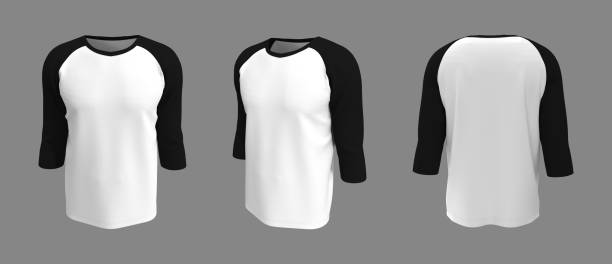 istock men's long-sleeve raglan t-shirt mockup in front, side and back views 1322444147