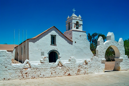 View of the Church of San Pedro de Atacama, in the Antofagasta Region, Northern Chile