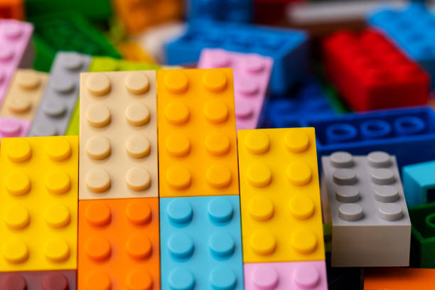 istock Details of children's plastic building kit close up 1322455964