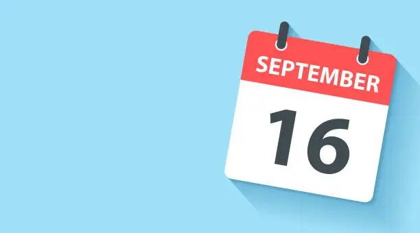 Vector illustration of September 16 - Daily Calendar Icon in flat design style