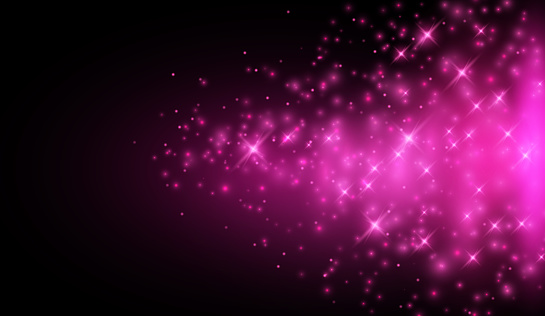 Pink particles scattering to side vector design, magical light effects