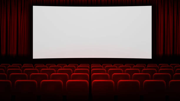 kino. weiße leinwand im kino. vektor-illustration - kino stock-grafiken, -clipart, -cartoons und -symbole