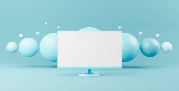 mock up of computer monitor with spheres