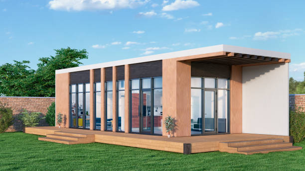 istock Exterior of modular house. 3d illustration 1322466482