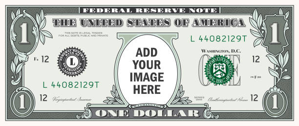 illustrations, cliparts, dessins animés et icônes de modèle d’argent américain d’un dollar usd avec espace de copie - billet de dollars américains