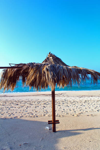 istock Beach umbrella against blue sea and clear sky 1322472463