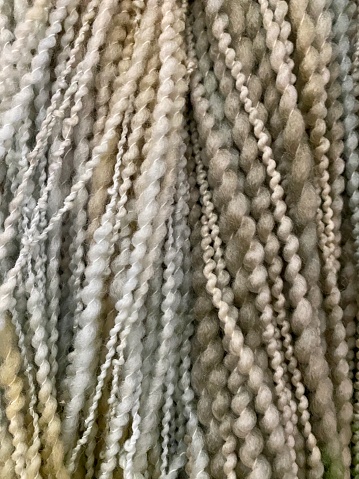 Closeup photo of hand-dyed wool, a blend of wool from Australian and New Zealand merino sheep