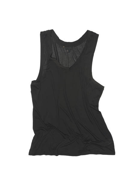 istock Wrinkled black male tank top isolated on white 1322475346