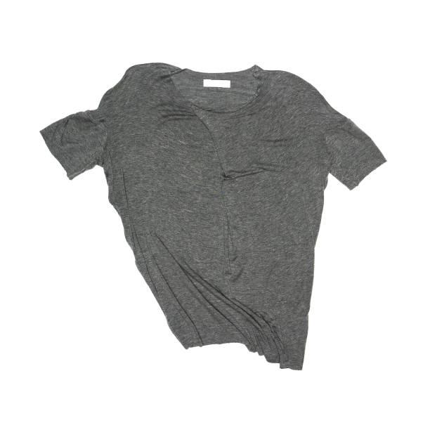 istock Wrinkled gray t-shirt isolated on white 1322475358