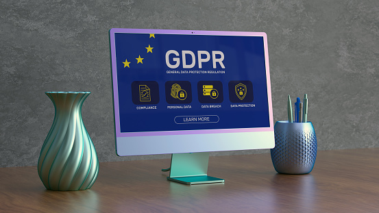 GDPR General Data Protection Regulation Concept. Computer With a GDPR Icon on the Computer Screen