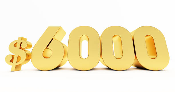 istock golden $6000 Dollar isolated on white background 1322480052