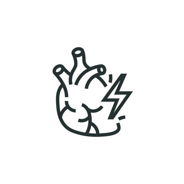 ilustraciones, imágenes clip art, dibujos animados e iconos de stock de icono de línea de ataque al corazón - pain heart attack heart shape healthcare and medicine