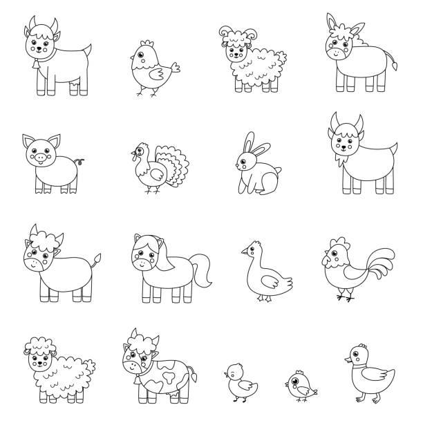 Farm Animals Coloring Pages Pictures Illustrations, Royalty-Free Vector  Graphics & Clip Art - iStock