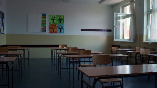 Empty classroom in the elementary school