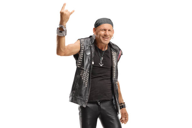 istock Hardcore punk with a headscarf showing horn sign 1322493240