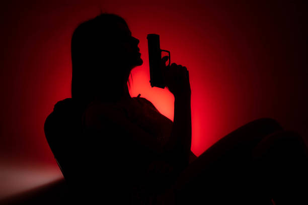 istock Unknown female person silhouette in colors, dancing, standing, seating. 1322497169