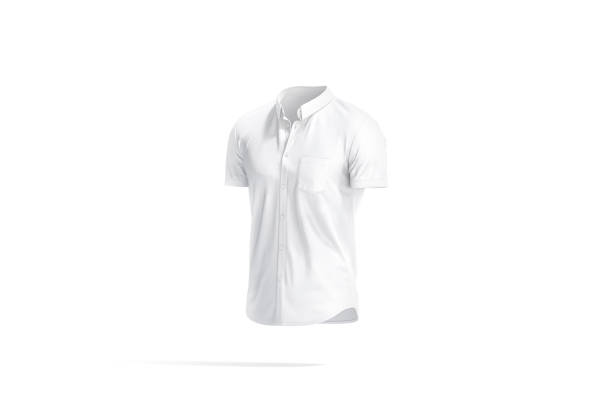 istock Blank white short sleeve button down shirt mockup, side view 1322503914