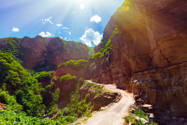 Dirt road in mountain rocky area