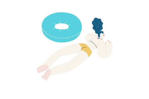 illustrations, cliparts, dessins animés et icônes de activités de station balnéaire, illustration vectorielle plate moderne - inflatable ring water wings swimming pool float