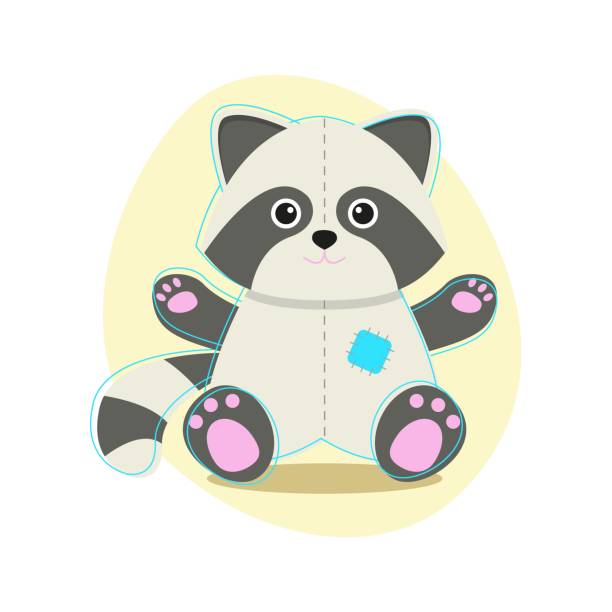 istock Cute soft toy for kids, colorful vector illustration. Funny raccoon. 1322505156
