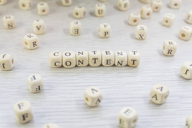 Word Content made with block wooden letters cubes