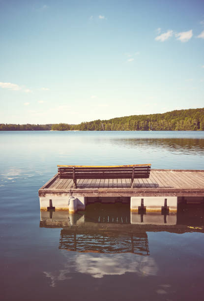 istock Bench on a wooden floating pier. 1322508575