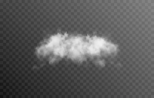 Vector illustration of Vector cloud or smoke on an isolated transparent background. Cloud, smoke, fog.
