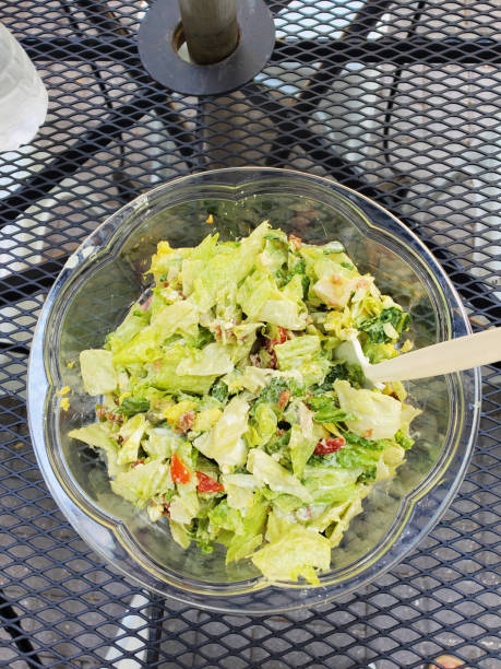 Outside dining chopped cobb salad stock photo