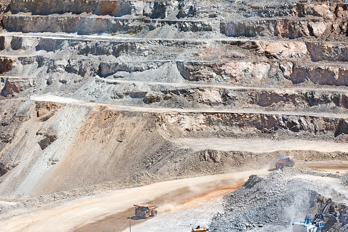 View from above of an open-pit copper mine.