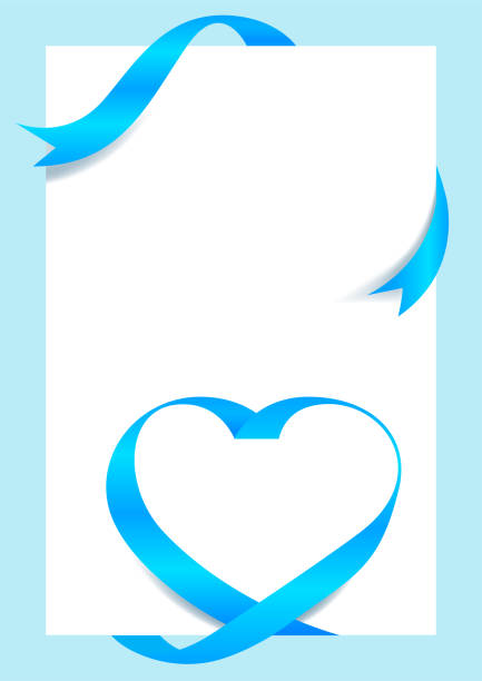 istock Ribbon Heart Shape Light blue Mock-Up for A4 size Banner Background, Greeting card, Gift Voucher and Certificate Background, copy space 1322516535