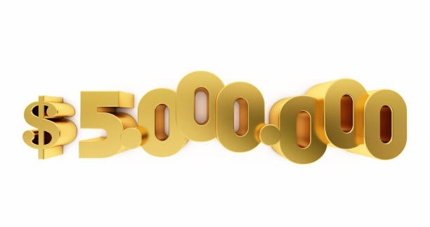 istock 3d render of golden $5000000 Dollar isolated on white background 1322516770