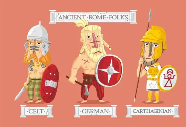 Vector illustration of Ancient Rome characters set