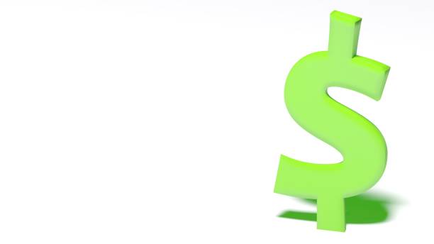 istock Green dollar sign at the right border of a white clean empty background - 3D rendering illustration 1322520638