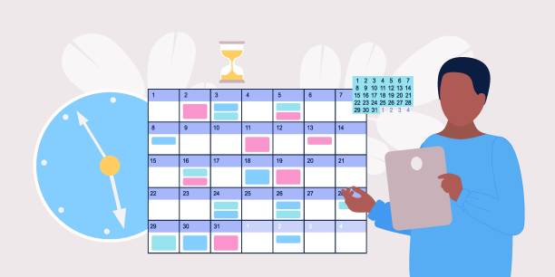illustrations, cliparts, dessins animés et icônes de calendrier en ligne - business busy personal organizer calendar