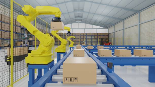 istock Industrial robot in warehouse 1322528298