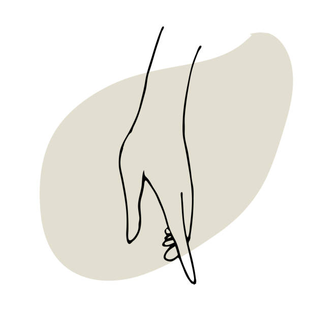 istock Linear hand drawing for logo and design. Women's hands. Black and white drawing and stains. Lines Hands, clubs, brushes. 1322529655