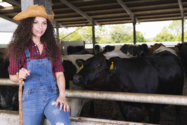 istock Farm worker in the cow shed 1322530619