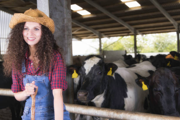 istock Farm worker in the cow shed 1322530647