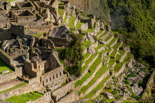 Machu Picchu, known as the lost city of the Incas, Peru on October 10, 2014. stock photo