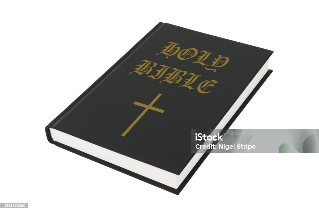 Black holy bible on white with clipping path A black holy bible on white with clipping path Pope Francis Stock Photo