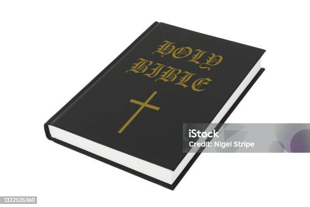 Black Holy Bible On White With Clipping Path Stock Photo - Download Image Now - Pope Francis, Ancient, Antique