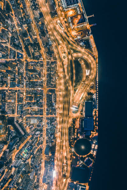 Aerial view Hong Kong Night