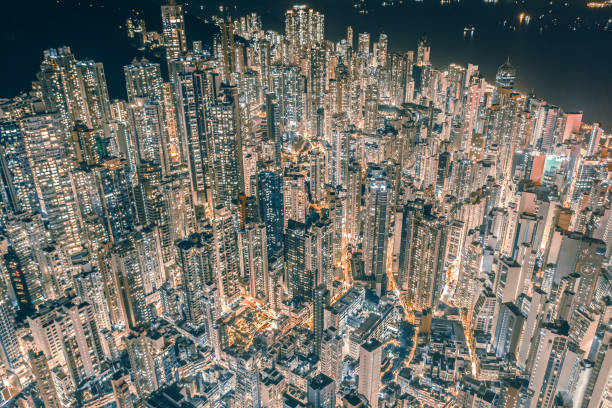 istock Aerial view Hong Kong Night 1322537152