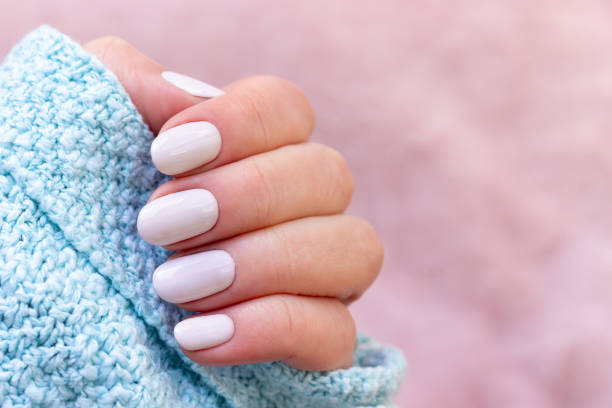 istock Beautiful manicure - white ivory nails 1322537405