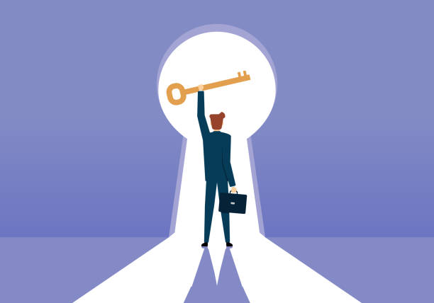 ilustrações de stock, clip art, desenhos animados e ícones de key - buraco-de-fechadura