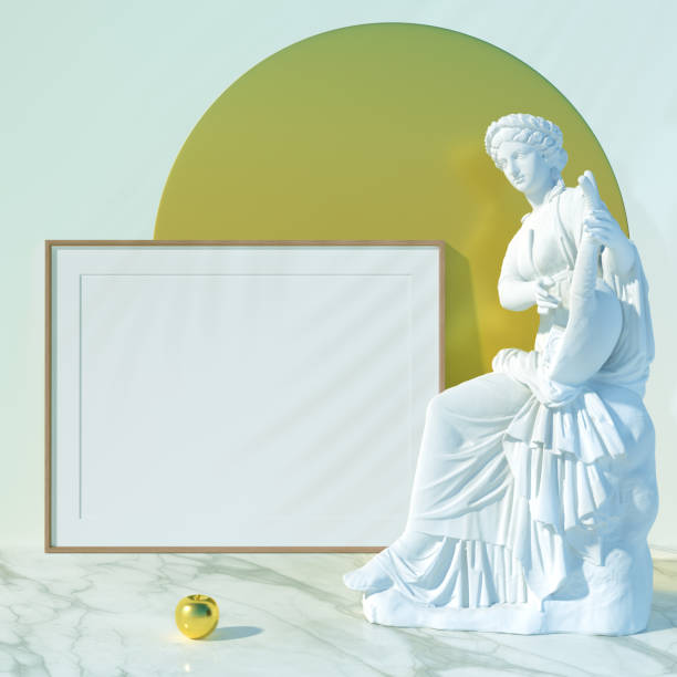 istock Interior horizontal poster mockup with sculpture of Terpsichore 1322541958