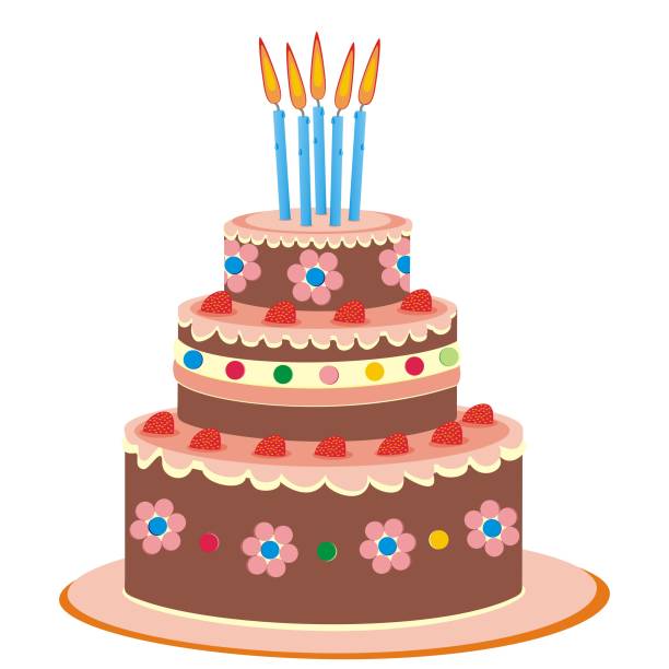 ilustrações, clipart, desenhos animados e ícones de bolo festivo com cinco velas, eps. - pancake illustration and painting food vector